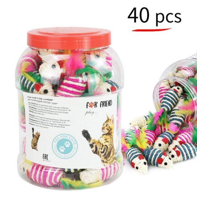 1Set Fun Rainbow Ball Cat Toy Colorful Ball Interactive Pet Kitten Scratch Natural Foam Ball Training Pet Supplies Product