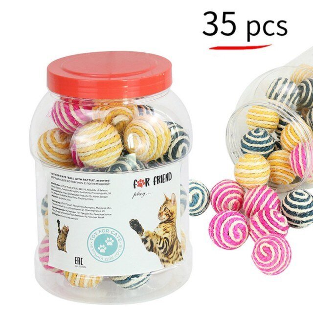 1Set Fun Rainbow Ball Cat Toy Colorful Ball Interactive Pet Kitten Scratch Natural Foam Ball Training Pet Supplies Product