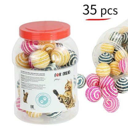 1Set Fun Rainbow Ball Cat Toy Colorful Ball Interactive Pet Kitten Scratch Natural Foam Ball Training Pet Supplies Product